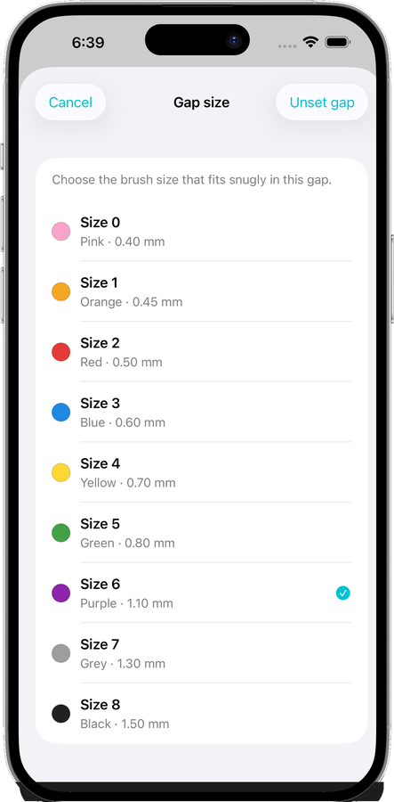 Choose the brush size that fits